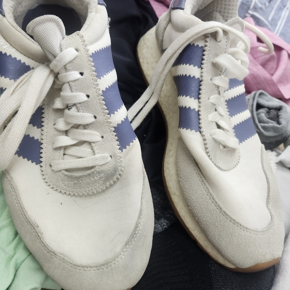 Adidas Men's Cream and Navy Sneakers